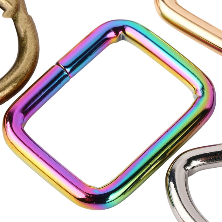 DG Buddy Custom Metal Square Buckle in Rainbow and Gold Finish.