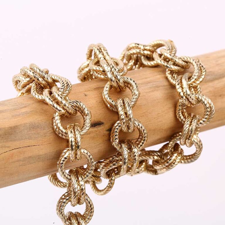 DG Buddy Artisanal Metal Chain - Intricate Gold Textured Decorative jewelry link for luxury bags