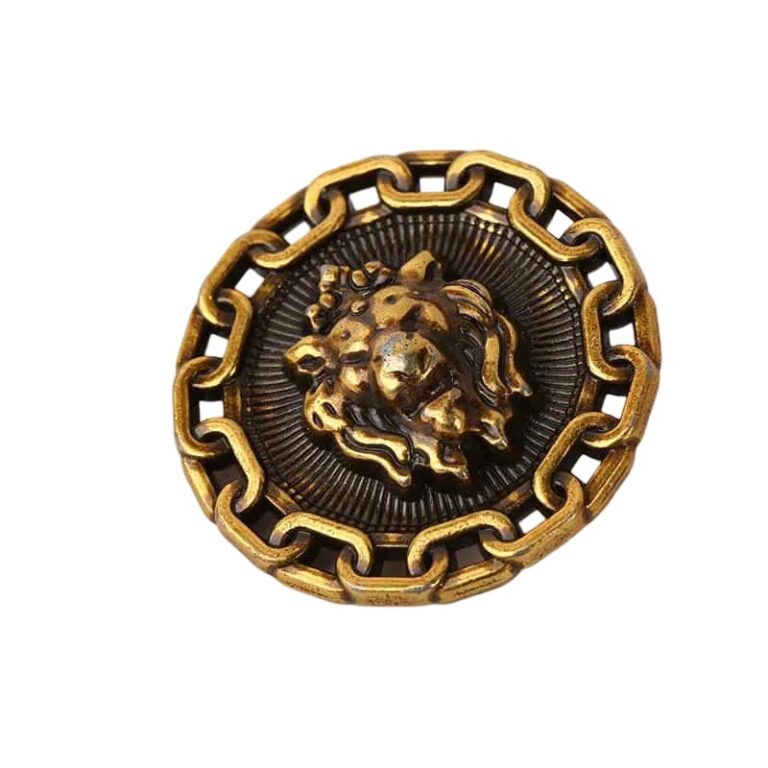 Zinc alloy 3D lion head metal button