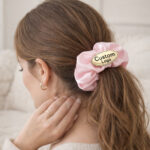 custom metal logo plate for women’s hair accessories