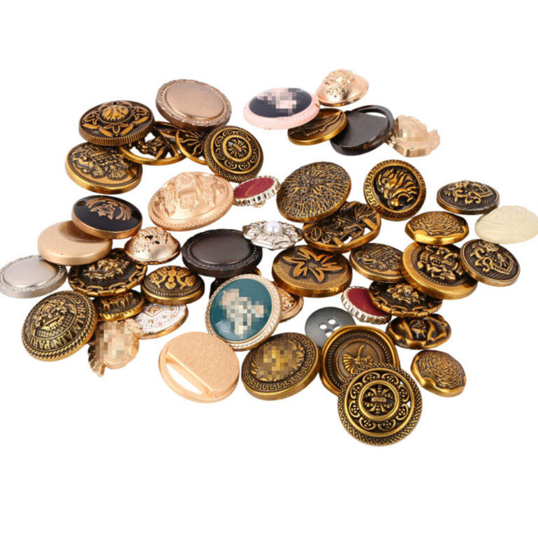 Decorative metal button with symmetrical circular motif for leather goods