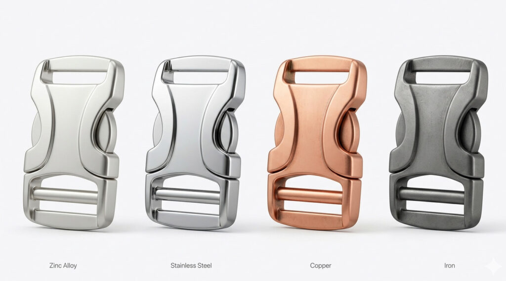 4 TYPES bag hardware materials—zinc alloy, stainless steel, copper, and iron
