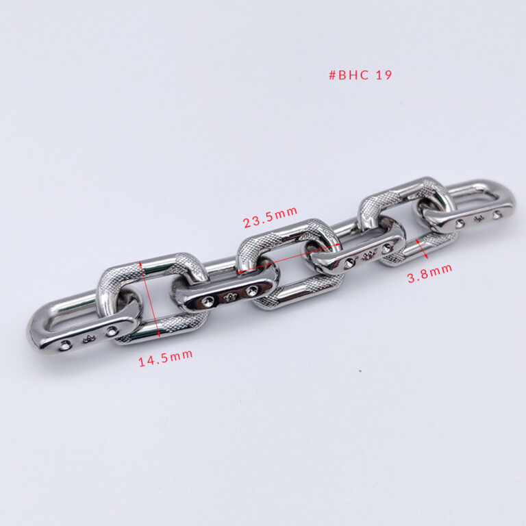#BHC 19 Rectangle Link Chain with 3.8mm wire diameter and 23.5mm link length for luxury handbag manufacturing.
