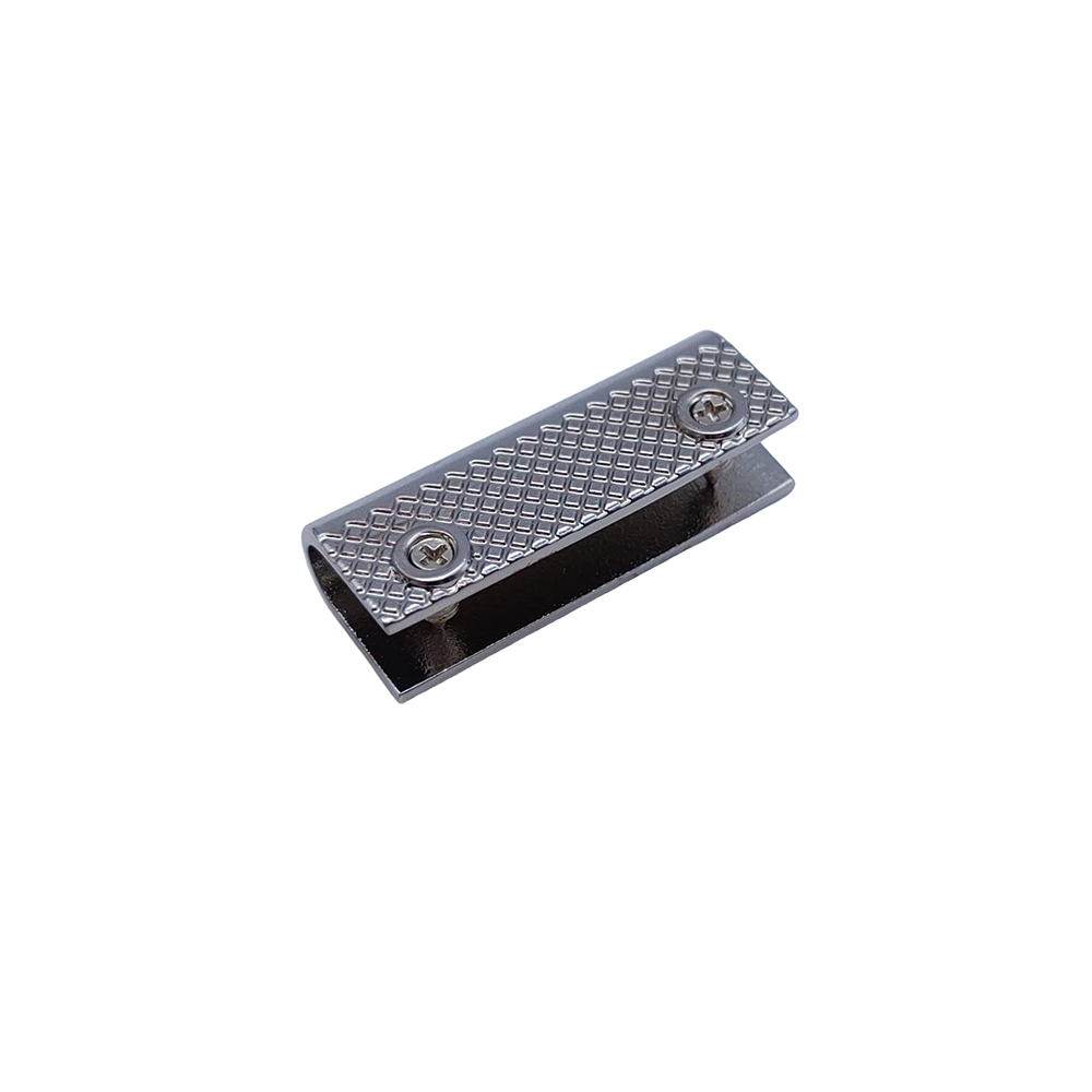 Metal Cord End Caps in gunmetal finish with screw-in fastener for leather straps.
