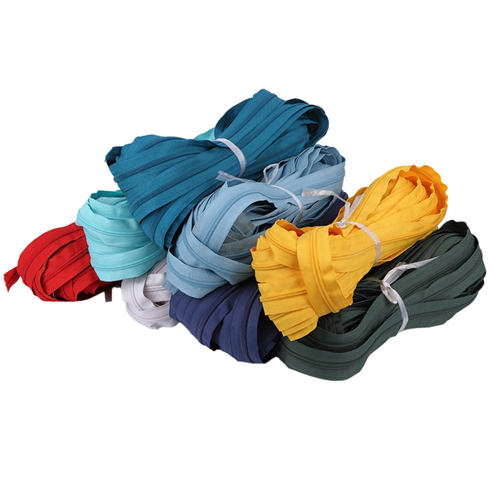 Heavy duty nylon zipper bundles in red cyan blue yellow and dark green for luggage security hardware manufacture