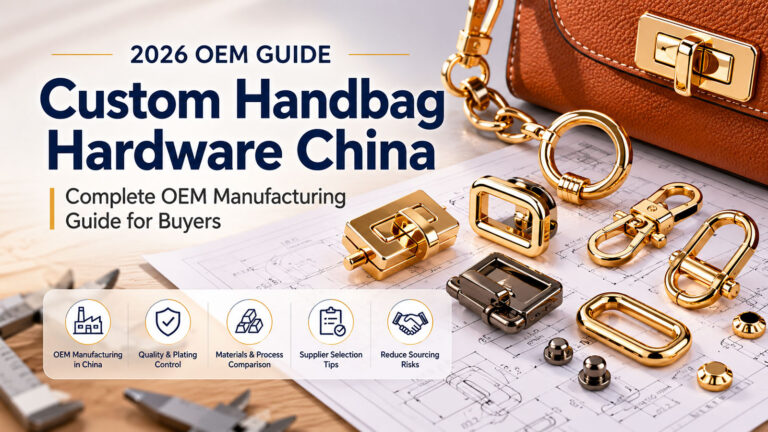 Custom handbag hardware China OEM guide with gold bag hardware and manufacturing blueprint created by a professional custom handbag hardware manufacturer.