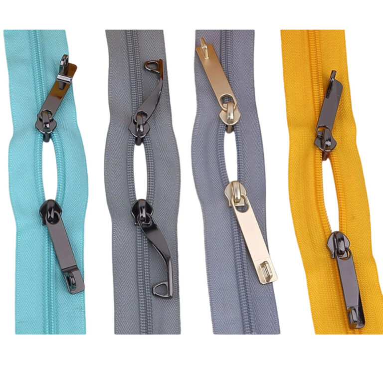 Explosion proof double layer zipper tapes in light blue grey and yellow featuring anti puncture dual metal sliders