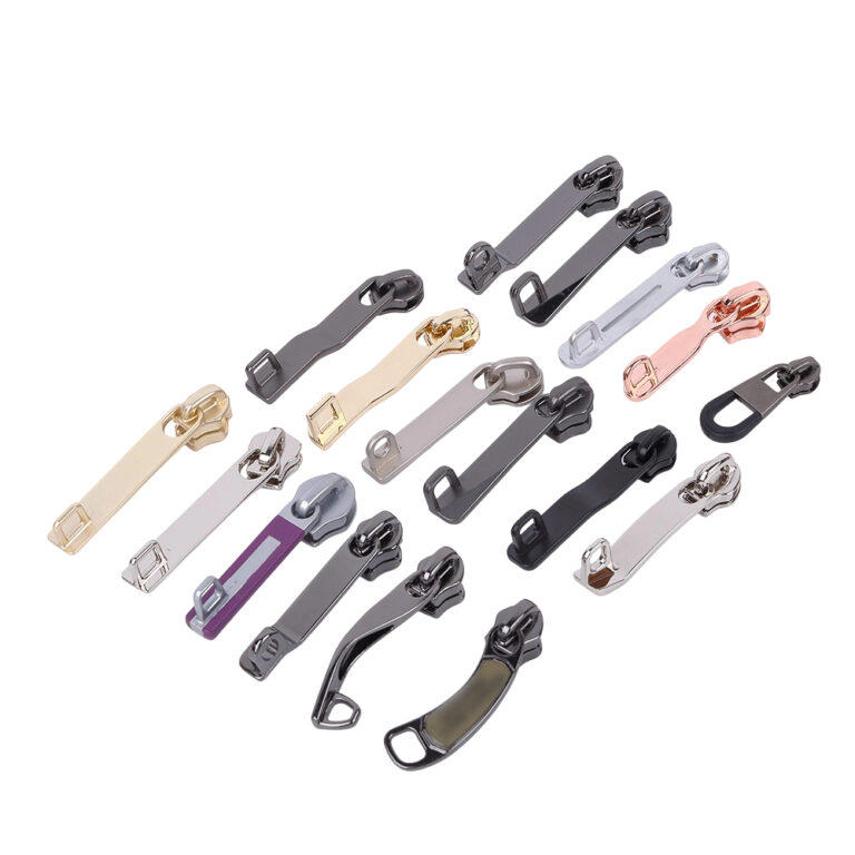 Multi-color gunmetal zipper puller set including and rose gold