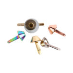 Colorful rainbow and rose gold Metal Cone Brads collection for personalized punk style accessories.
