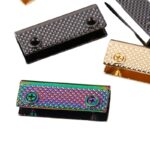 Fashionable rainbow plated Metal Cord End Caps used as high-end rope ends for hoodies and bags.