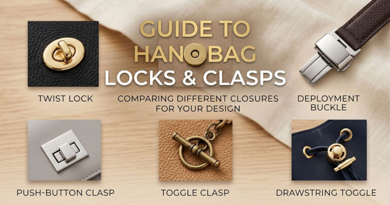 Everything OEM buyers need to know about handbag turn lock types — twist locks, push locks, magnetic snaps, barrel locks, flip locks and slide locks. With comparison table, materials guide, and ordering checklist.