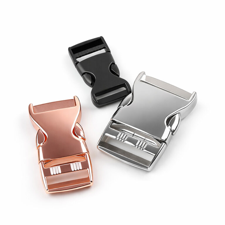 High strength metal side release buckle for backpacks and tactical webbing lines