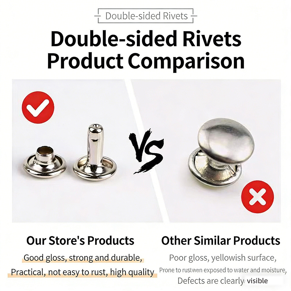 Quality comparison chart showing the structural advantages of the best rivets for leather work.