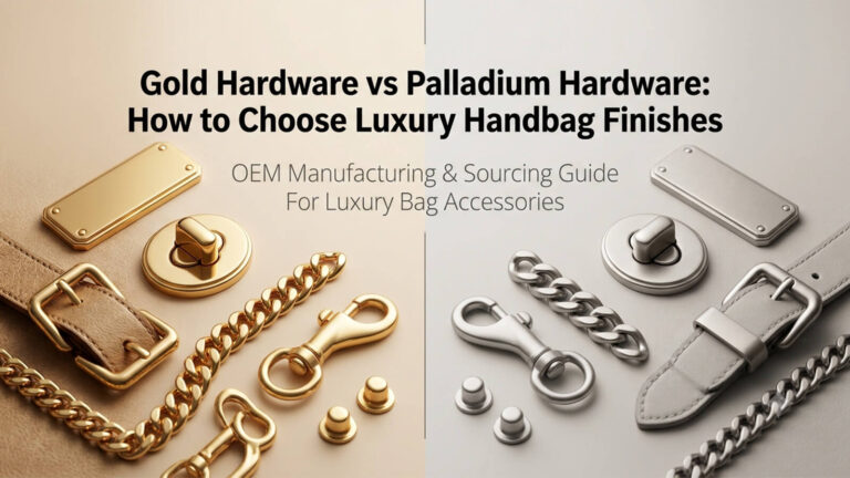 Gold hardware vs palladium hardware comparison for luxury handbag finishes by DG Buddy, showcasing premium OEM bag accessories.
