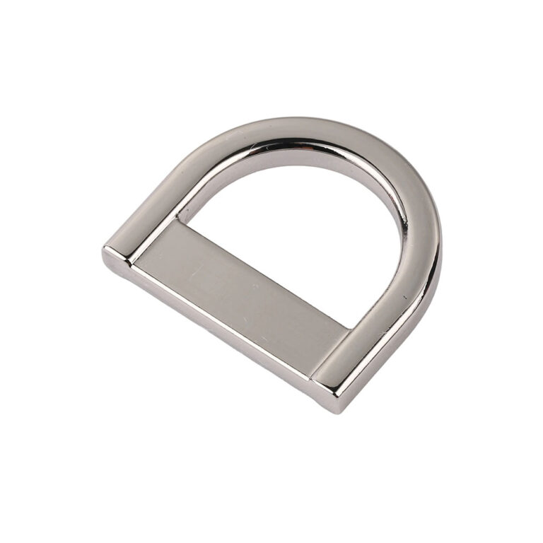 Premium quality gunmetal metal D-ring in black nickel finish for heavy duty handbag strap connection.