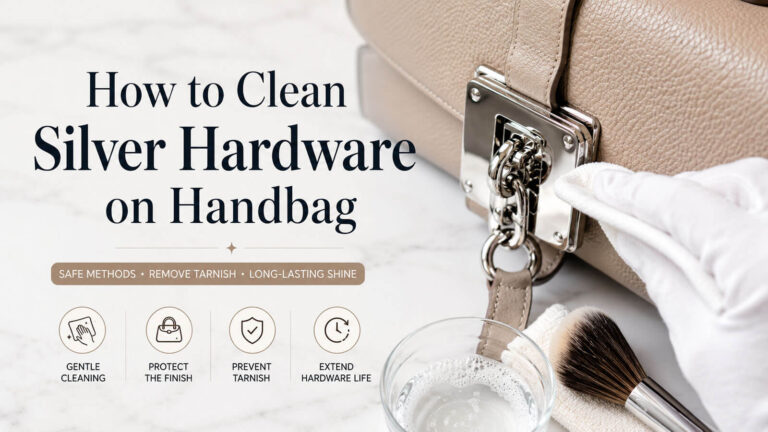 How to clean silver hardware on handbag safely without damaging the finish