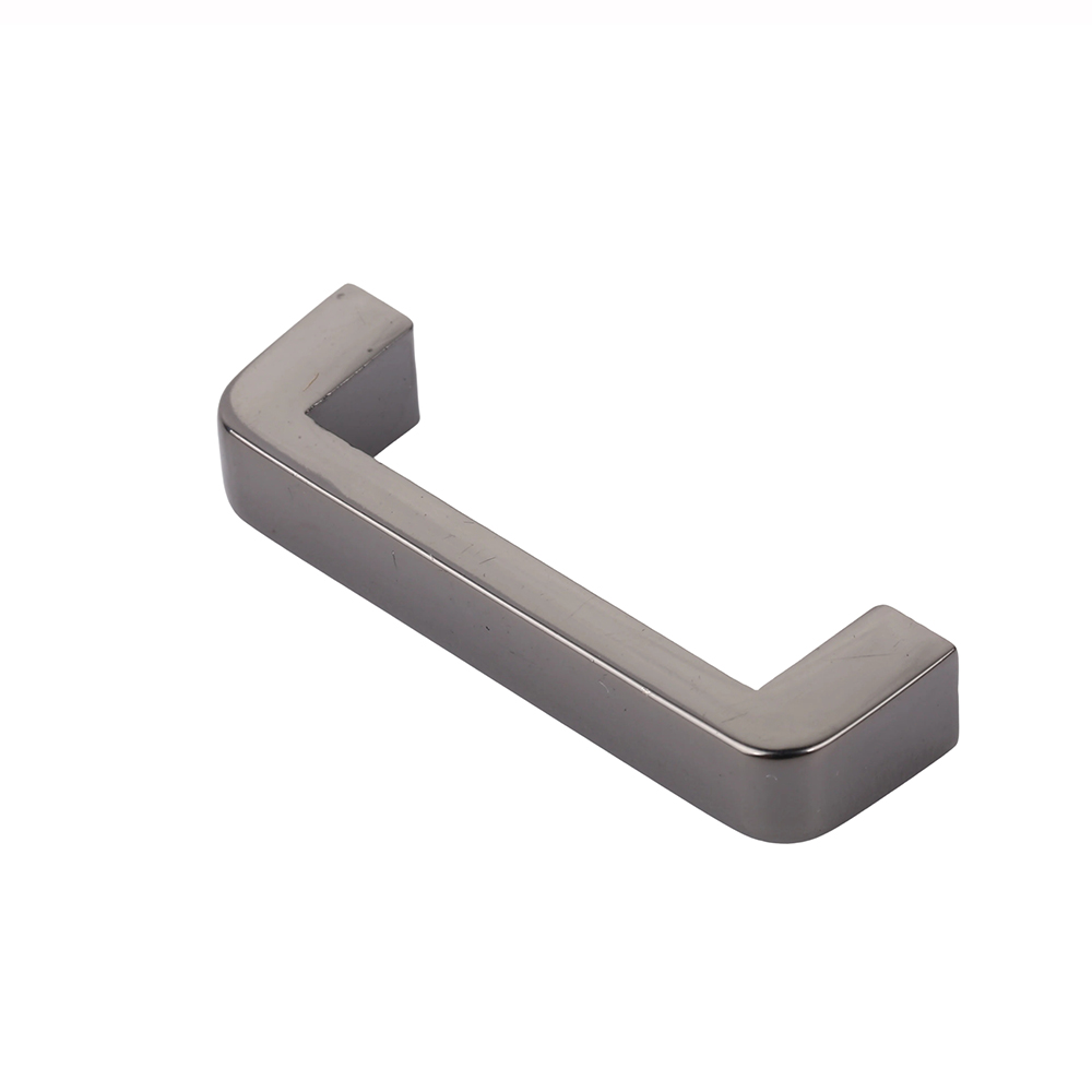 Perspective view of square gunmetal purse bridge connector from a luxury bag handle bridge hardware manufacturer.