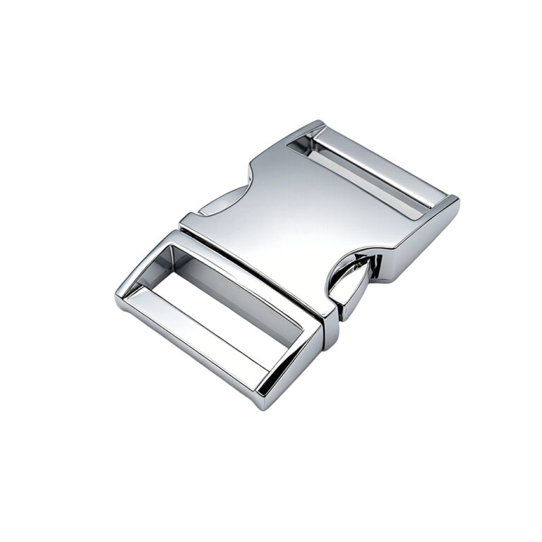 Highly reflective mirror polished zinc alloy bag buckle from OEM handbag hardware manufacturer.