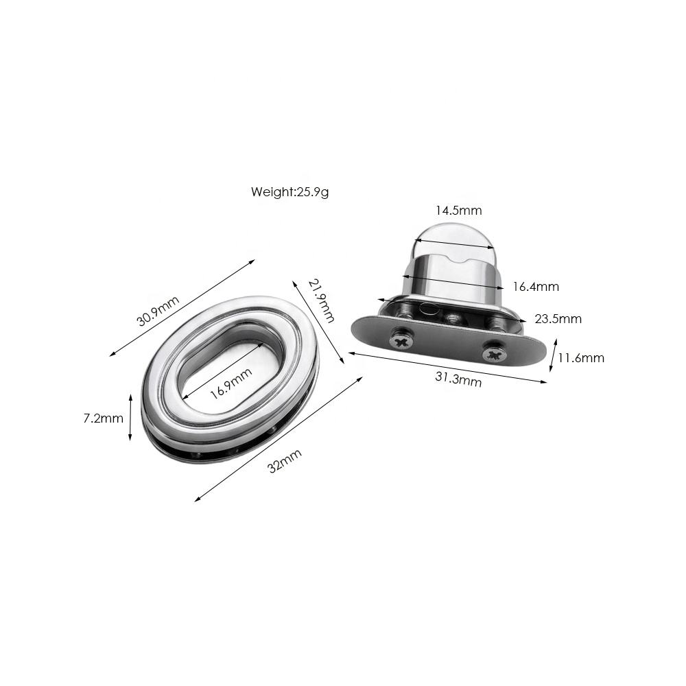 oval handbag turn lock size dimensions custom oval twist lock for designer bags