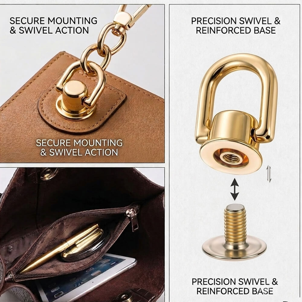 Secure mounting and swivel action guide for screw-in swivel D-ring