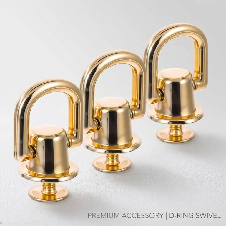Set of gold screw-in swivel D-rings for luxury handbags