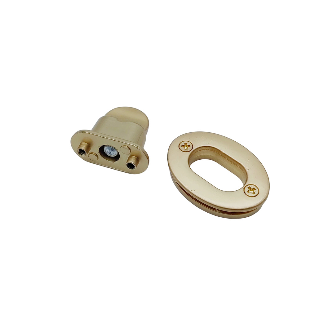 Handbag turn lock post and oval frame set, light gold plating