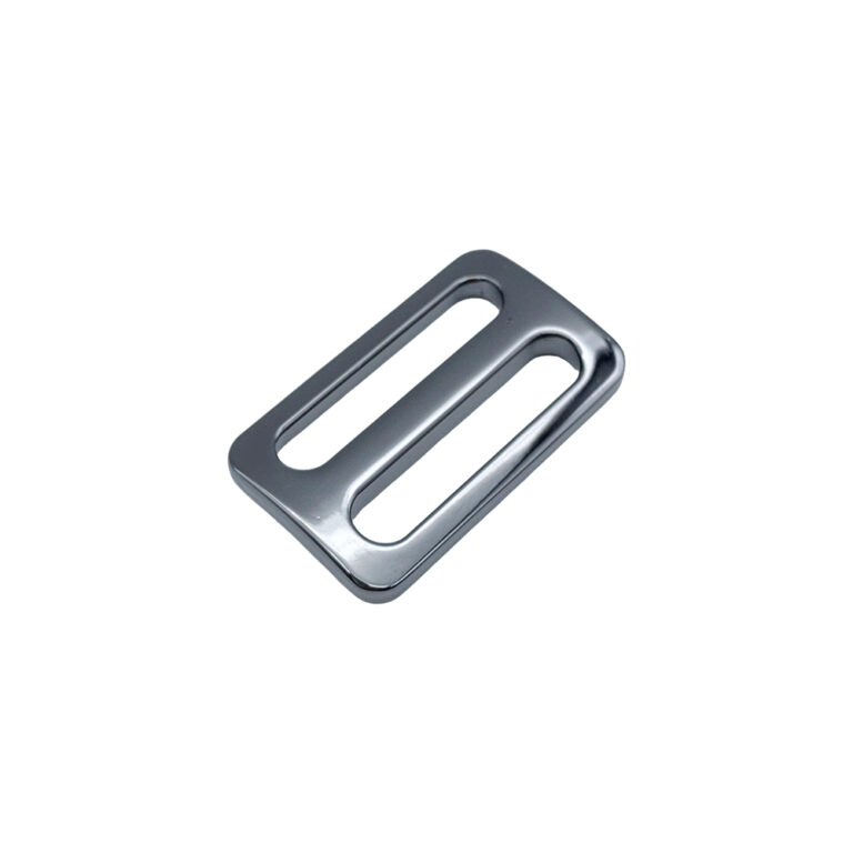 Curved metal strap connector for handbags with electroplated gunmetal finish