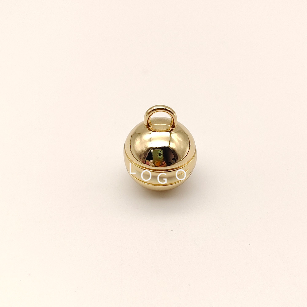 Symmetrical gold ball pendant jewelry hardware accessory with a smooth horizontal groove design.