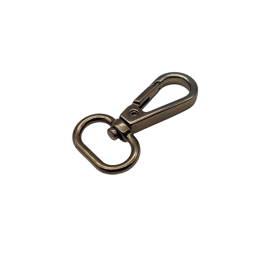 Durable zinc alloy handbag hardware swivel hook featuring a classic coffee finish.