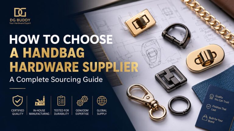 How to choose a handbag hardware supplier – complete OEM sourcing guide showing handbag hardware manufacturer capabilities, quality control, certifications, and custom metal hardware production.