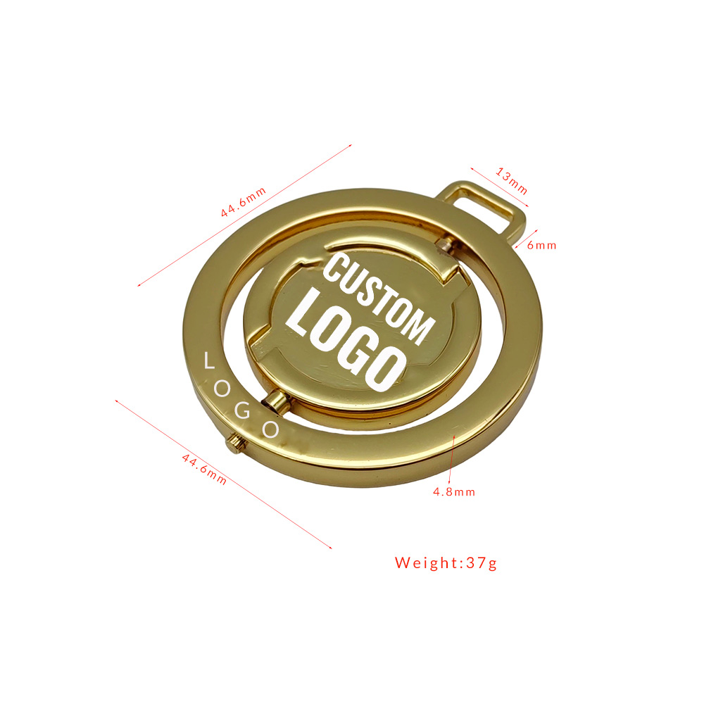 Technical measurement diagram of a round custom logo plate for wholesale and bulk orders.