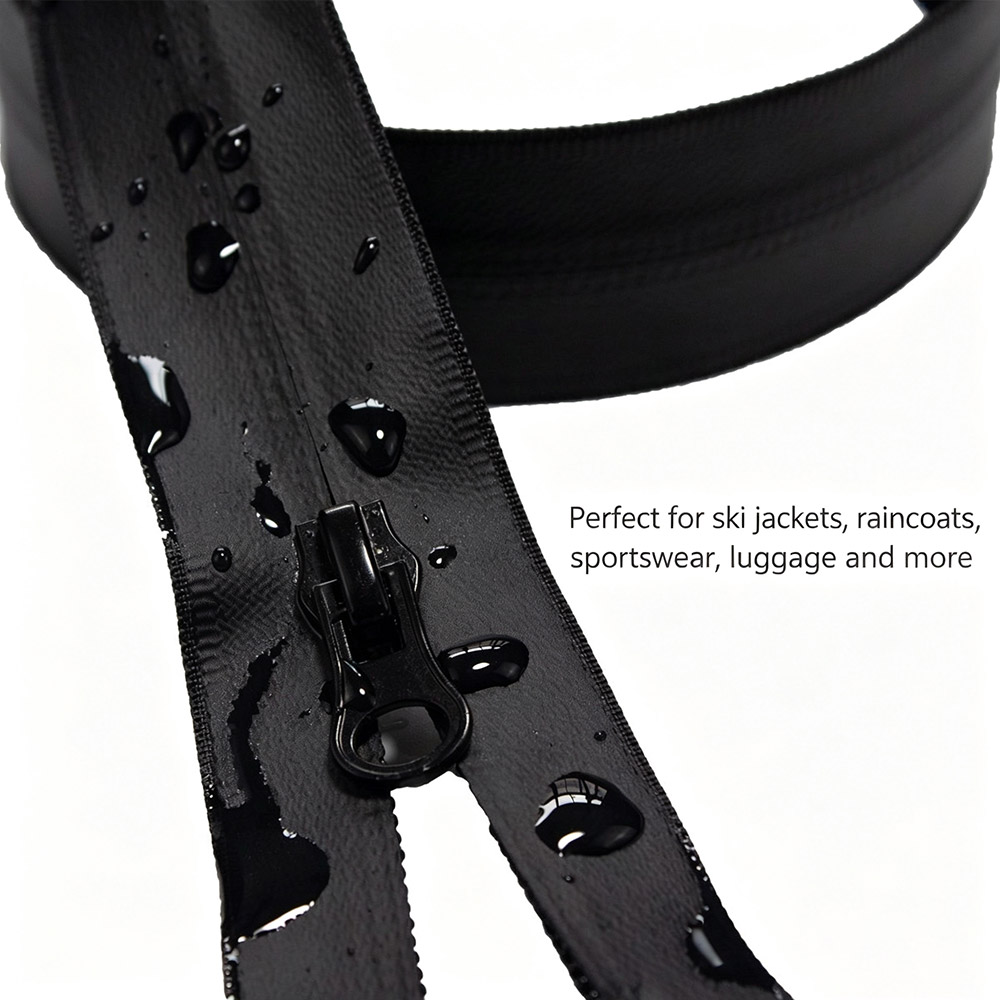 Waterproof zipper supplier China offering TPU coated zipper for travel bags, ski jackets, and raincoats.
