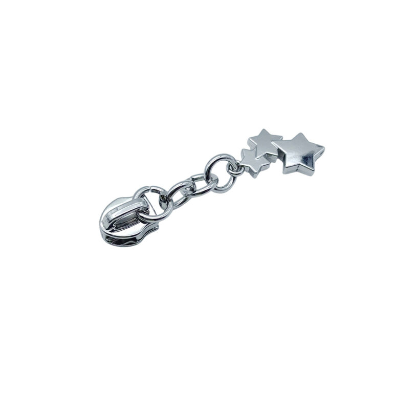 5# star chain zipper pull with double star charm and clasp for handbags