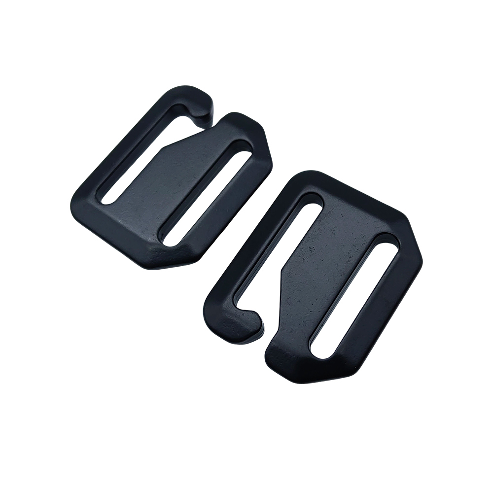Pair of black zinc alloy G-hook connectors for webbing and bag straps