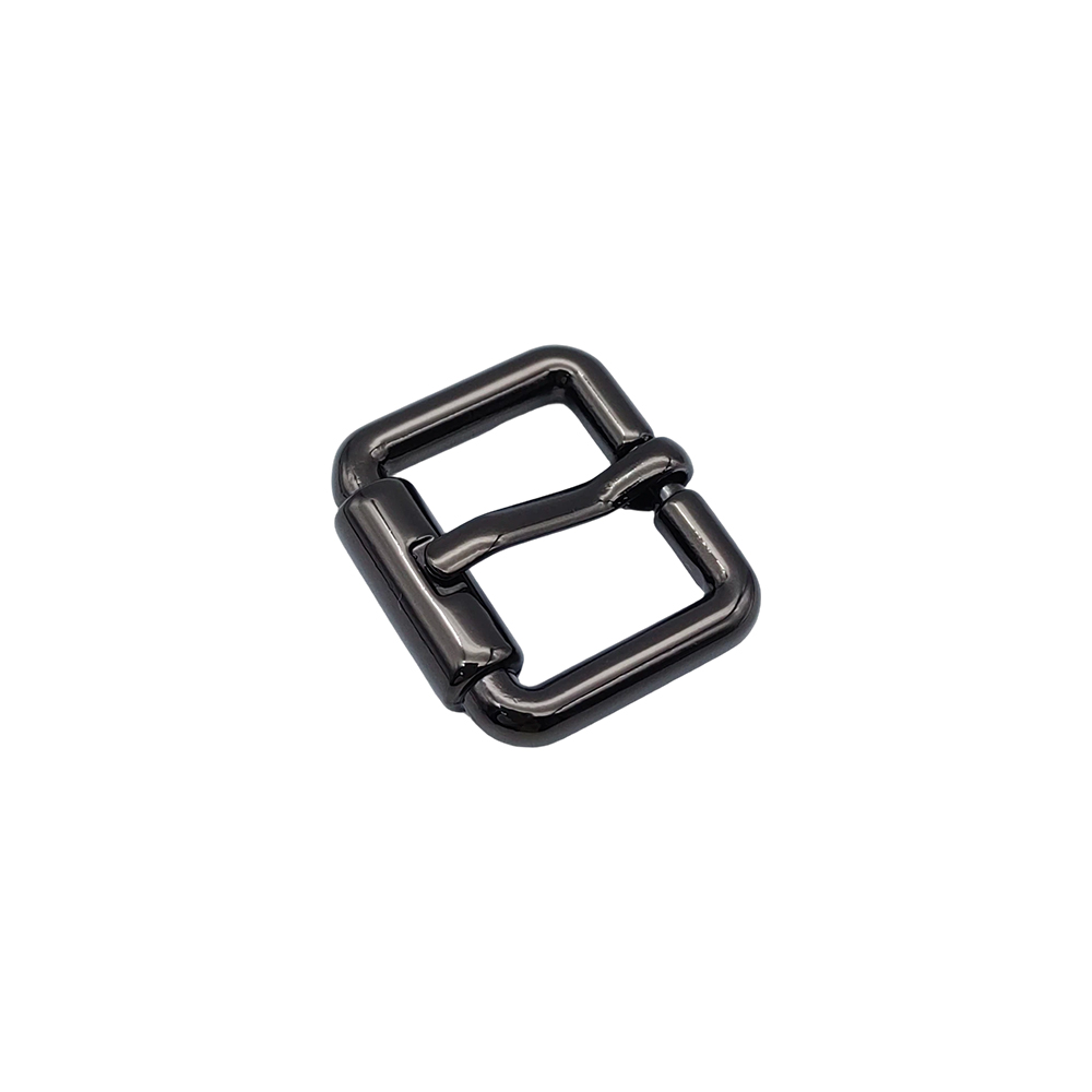 Gunmetal buckle for bag straps featuring a center bar strap buckle design.