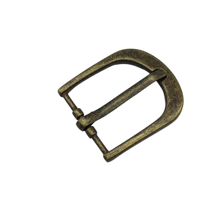 26mm antique bronze belt buckle shown from a front angle with a thin rectangular frame and roller bar