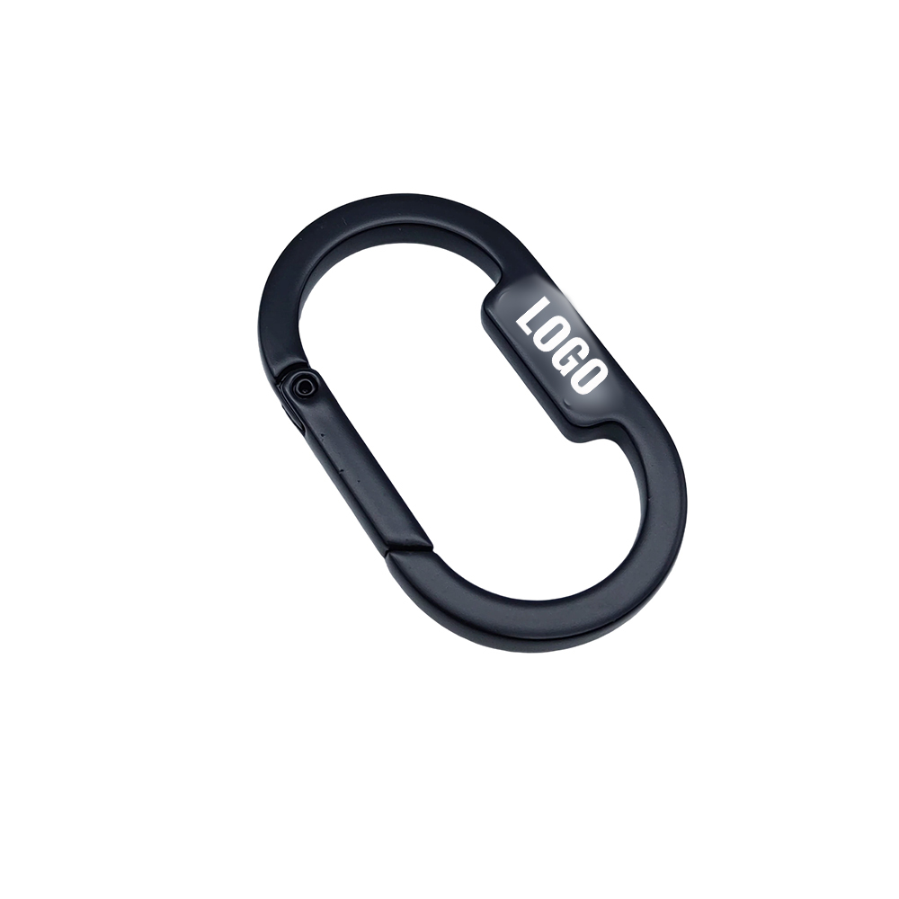 Bag hardware O-ring angled view showing gate seam and logo tab