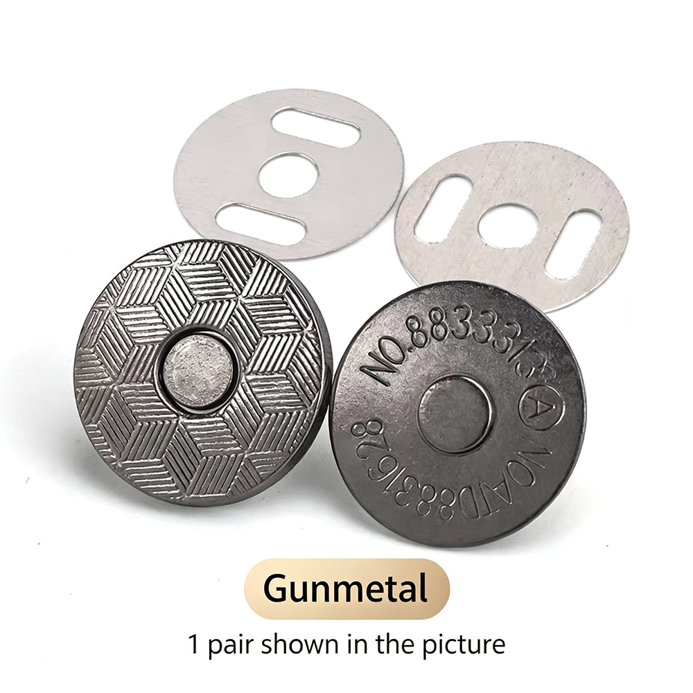 Gunmetal magnetic snap button with prong plate for handbags