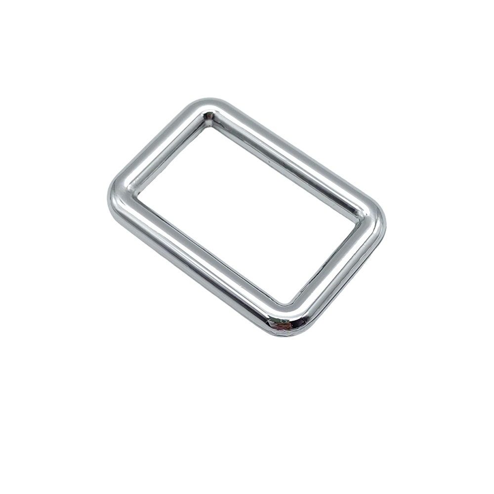 Electroplated surface finish of rectangular bag strap ring for leather bags