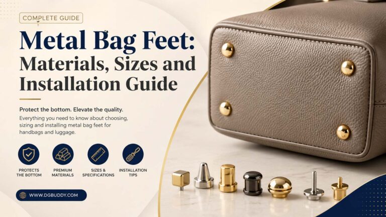 Metal bag feet installed on a leather handbag bottom for protection against scratches and abrasion