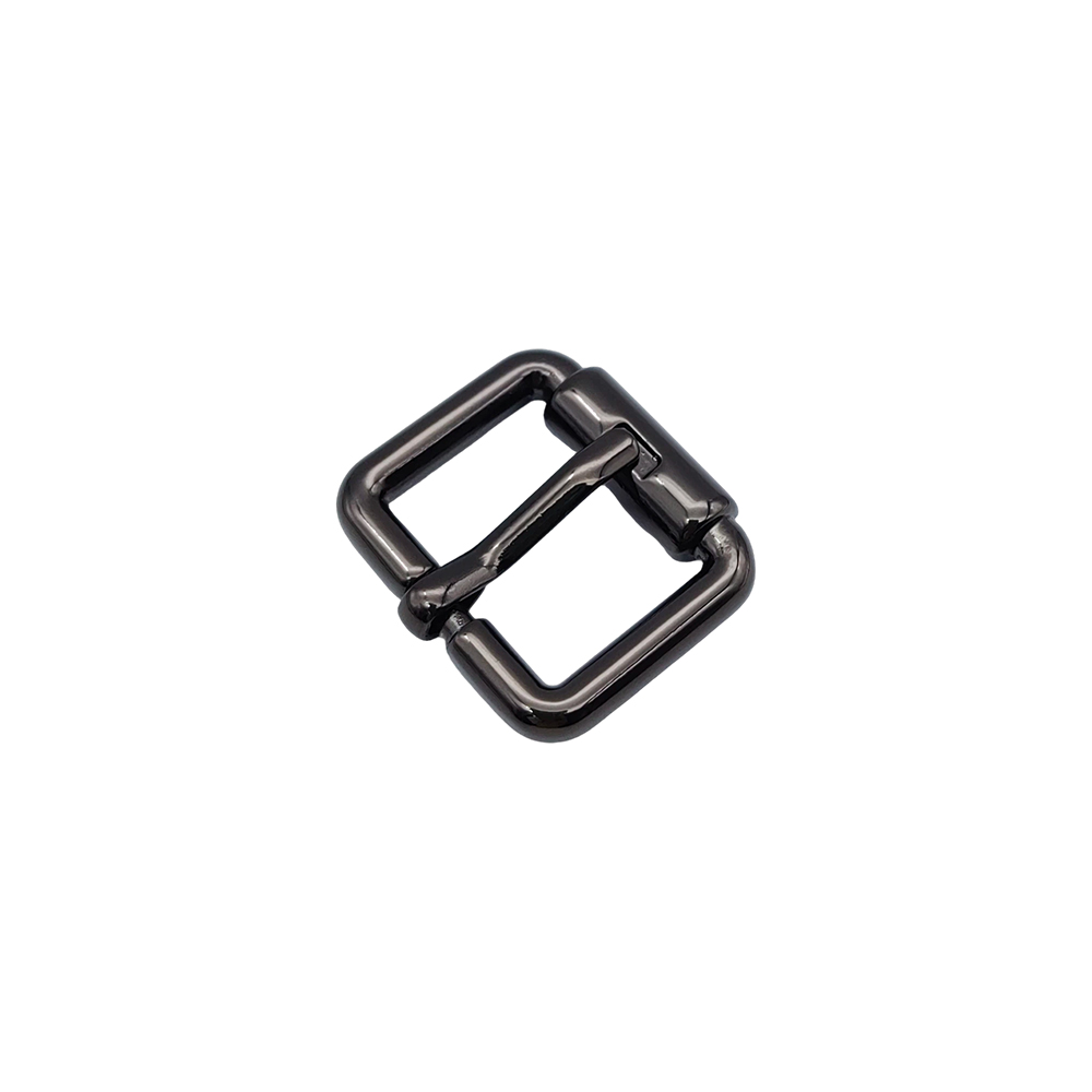 Metal roller buckle for bags with a smooth electroplating finish.