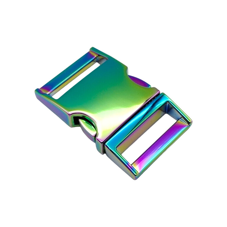 Rainbow Metal Side Release Buckle with dual webbing strap openings for bags and backpacks