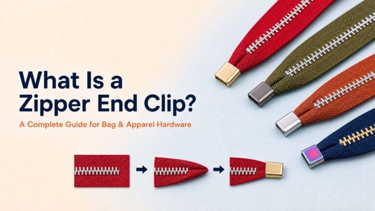 Metal zipper end clip secured on folded zipper tape for bag and apparel hardware