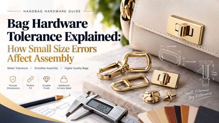 Bag hardware tolerance guide showing how dimensional accuracy affects handbag hardware assembly fit