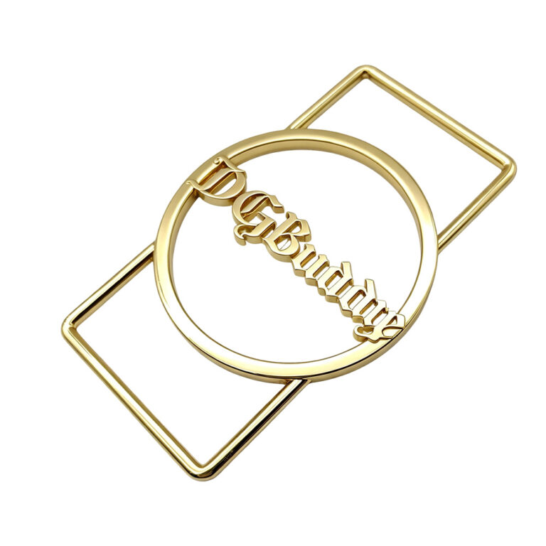 custom logo decorative webbing buckle in gold zinc alloy for luxury handbag straps