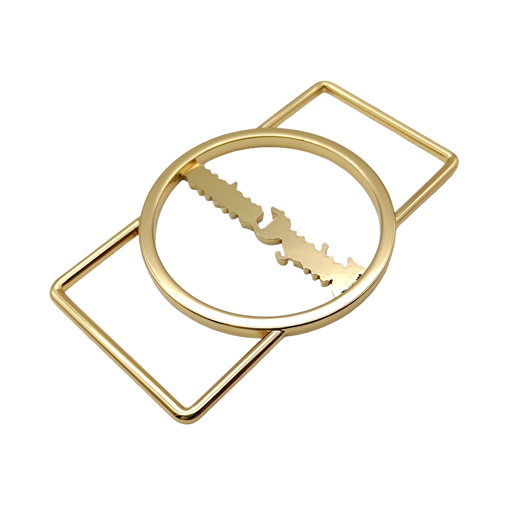 Decorative webbing buckle back structure in gold zinc alloy for custom handbag hardware