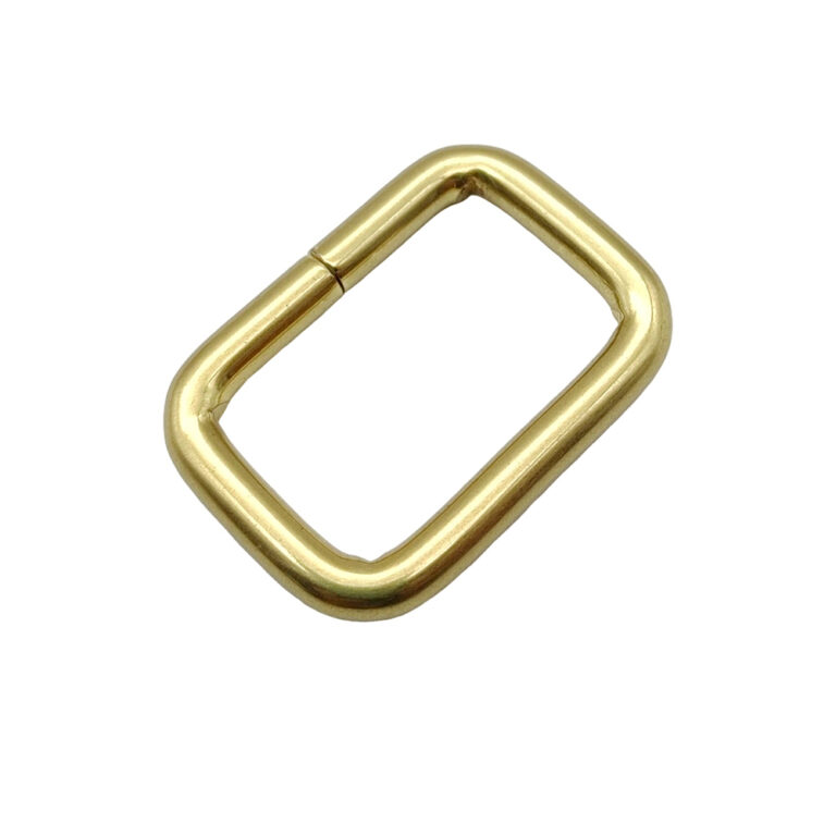 DG-RG016A gold iron rectangle ring for handbags – machine-bent with visible weld