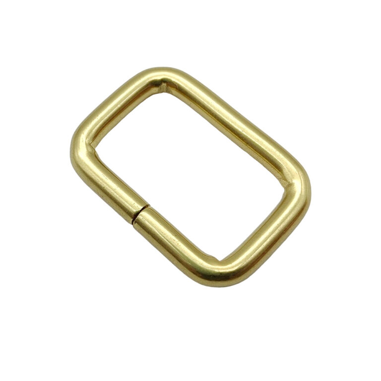 DG-RG016A gold iron rectangle ring for handbags – machine-bent with visible weld