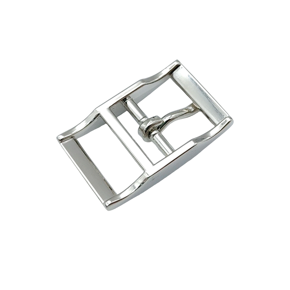 Side view of a double bar tongue buckle for nylon webbing