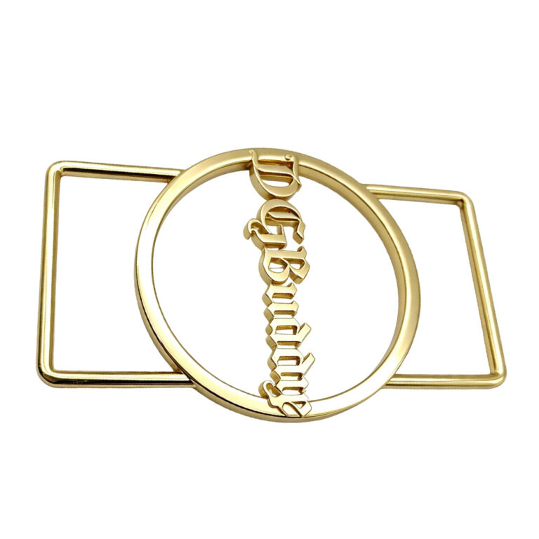 custom logo decorative webbing buckle in gold zinc alloy for luxury handbag straps